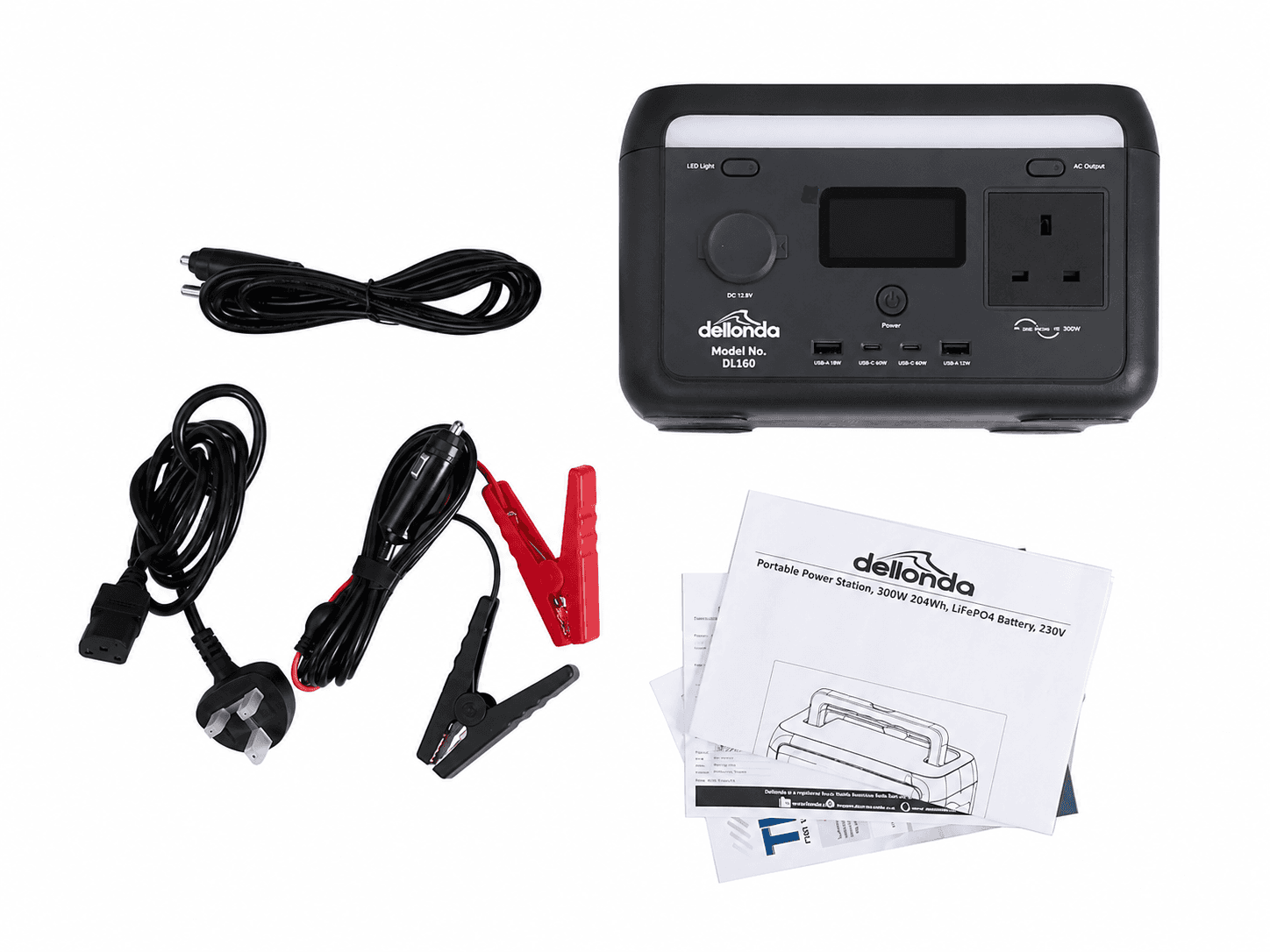 Dellonda Portable Power Station - 300W - 204Wh - LiFePO4 Battery - 230V - DL160 listing image